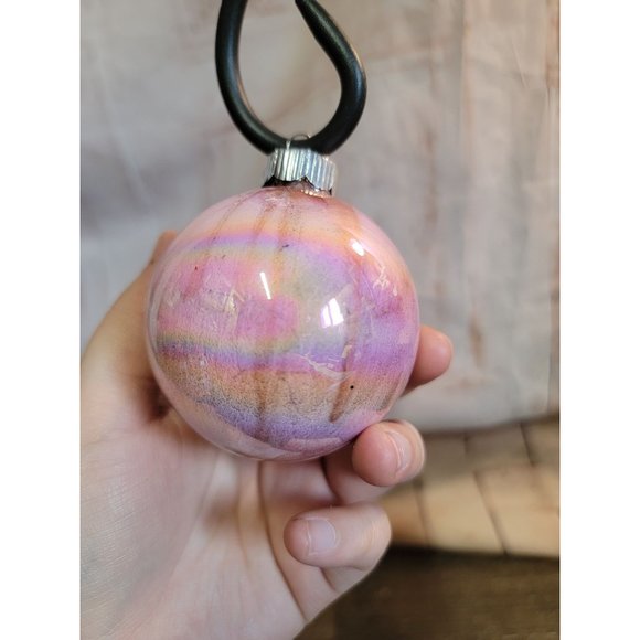 Holographic pink glass ball ornament Xmas decor - Picture 5 of 6